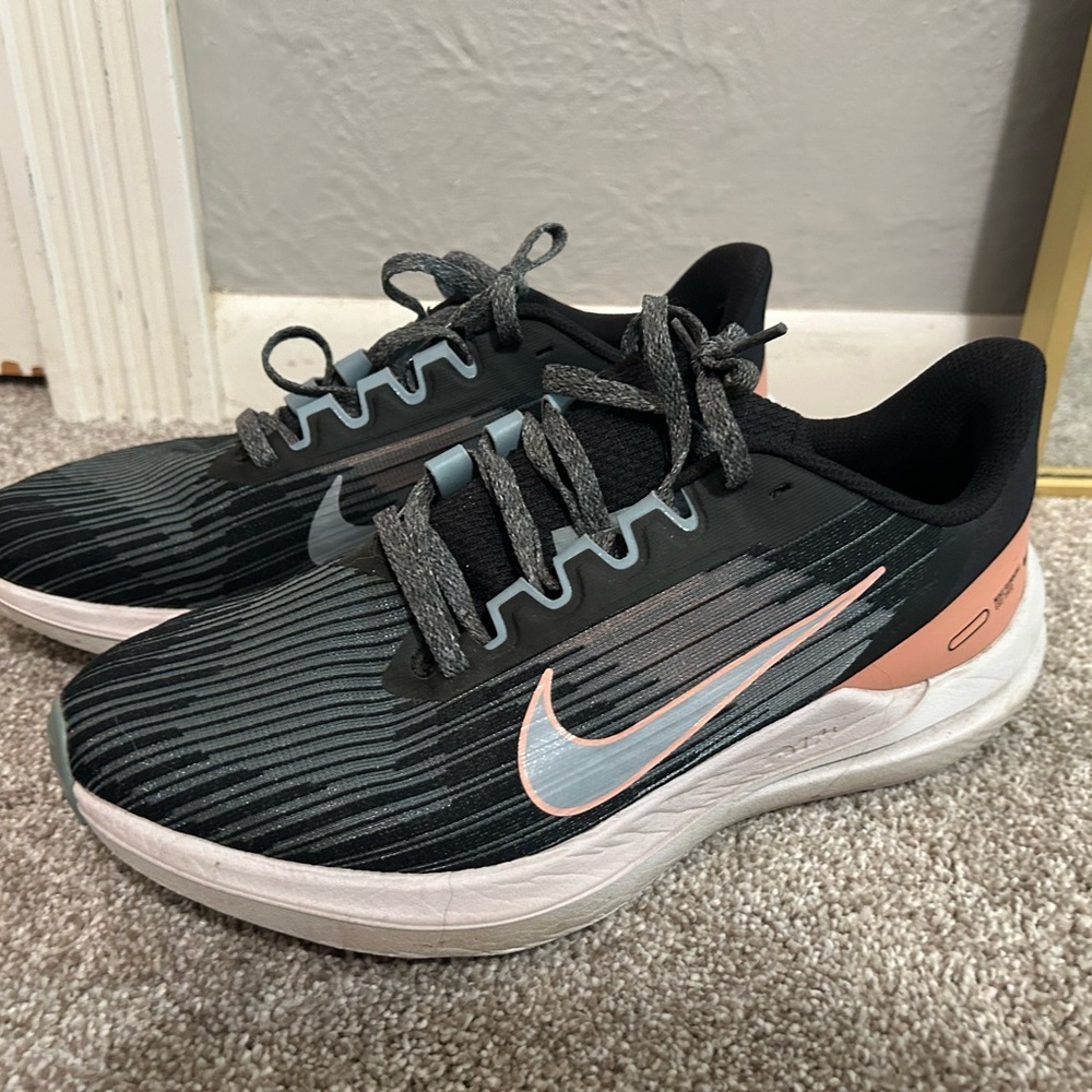Nike Black and Gray Sneakers with Pink and White Accents
